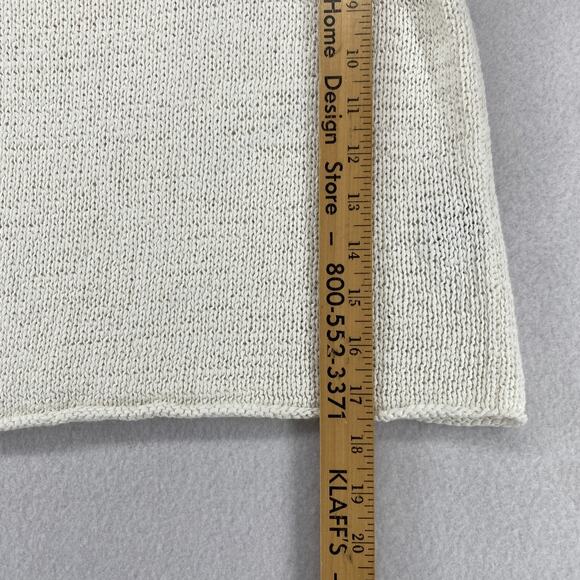 EILEEN FISHER Sweater XS Cotton Nubble Tape Yarn Vest Tank Boat Neck White VTG - Picture 8 of 9